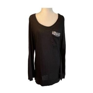 Acqua Buenos Aires Cashmere Sweater Black Silk Silver Sequins Tunic‎ M